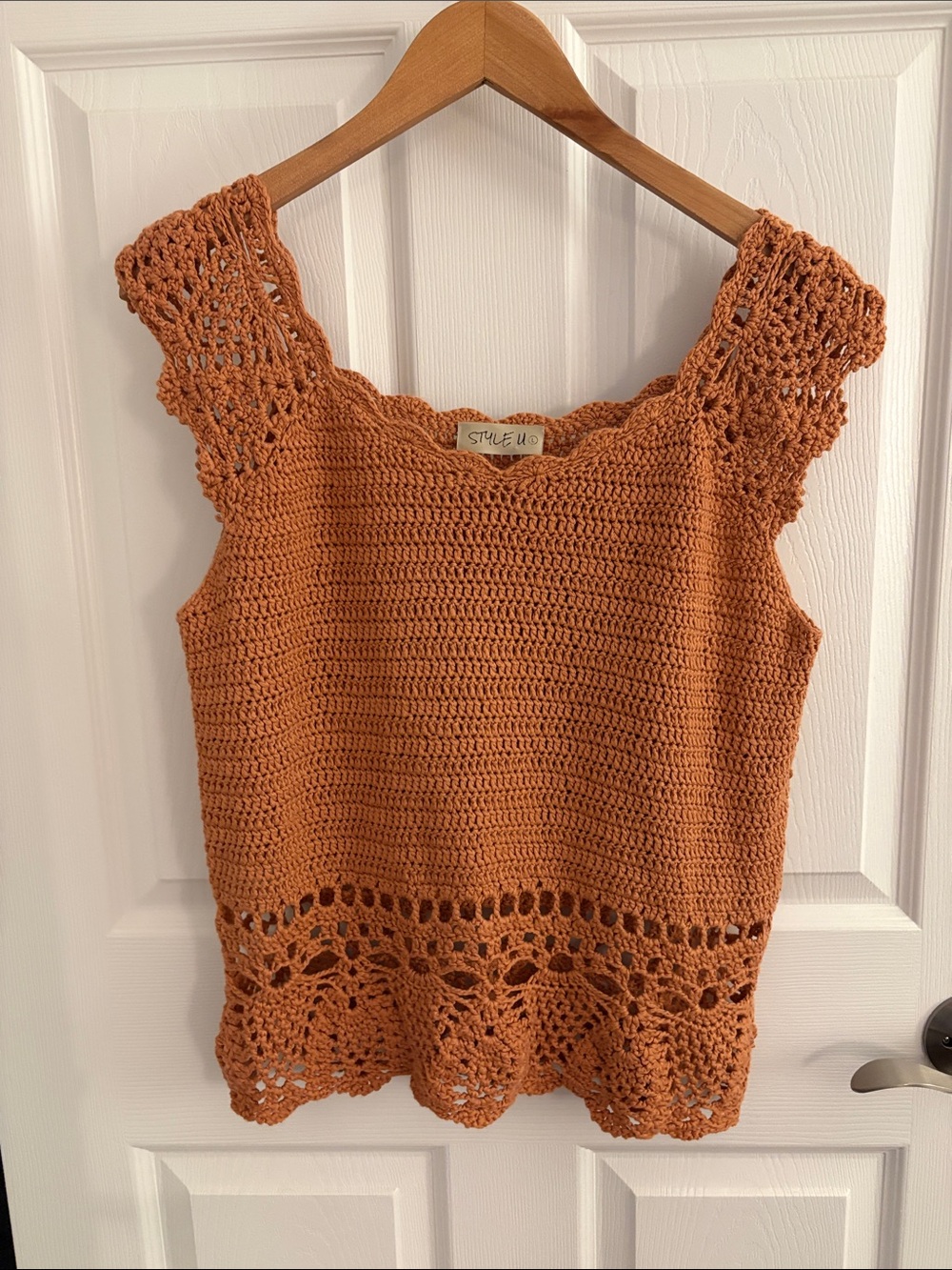 Crochet Tank Top in Rust